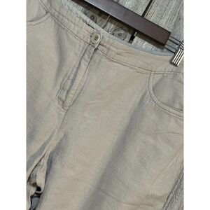 Eileen Fisher Crop Pants Medium Beige Wide Leg Linen Feel Minimalist